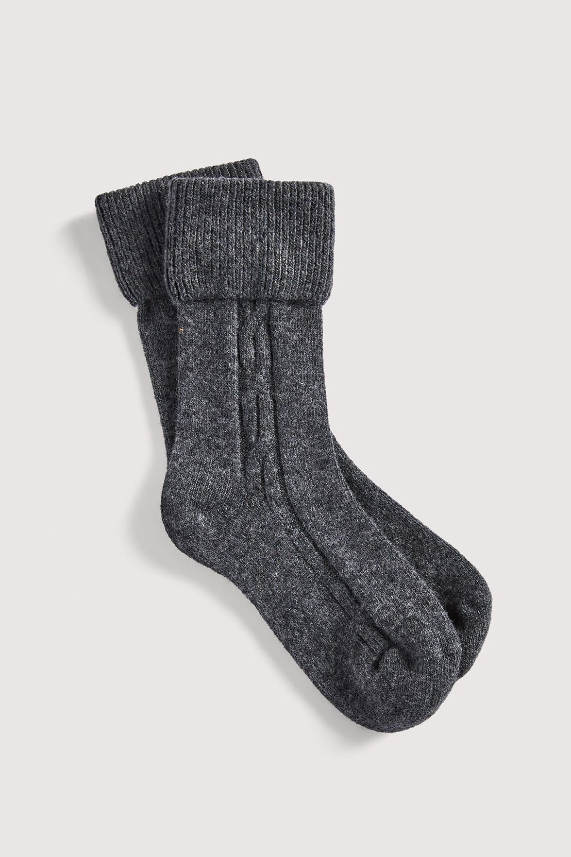 Chaussettes Torsadées avec Revers en Laine et Cachemire - Anthracite Chiné - Image 3