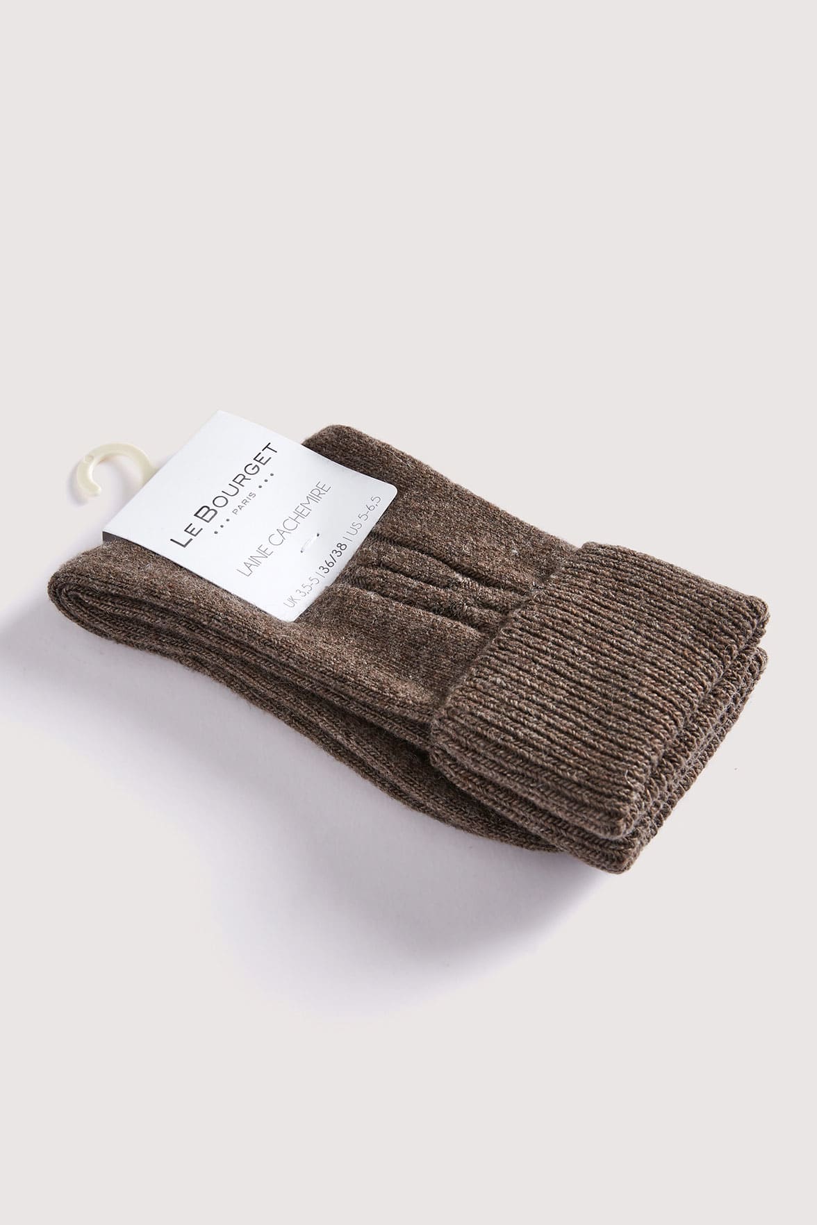 Chaussettes Torsadées avec Revers en Laine et Cachemire - Écorce - Image 3