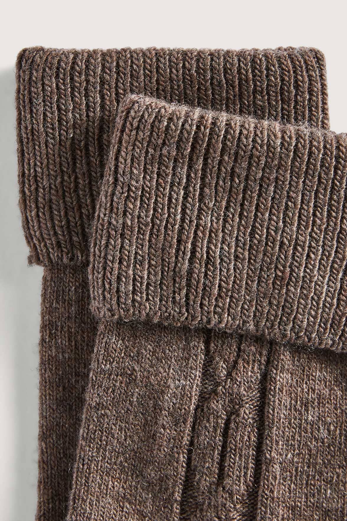 Chaussettes Torsadées avec Revers en Laine et Cachemire - Écorce - Image 4