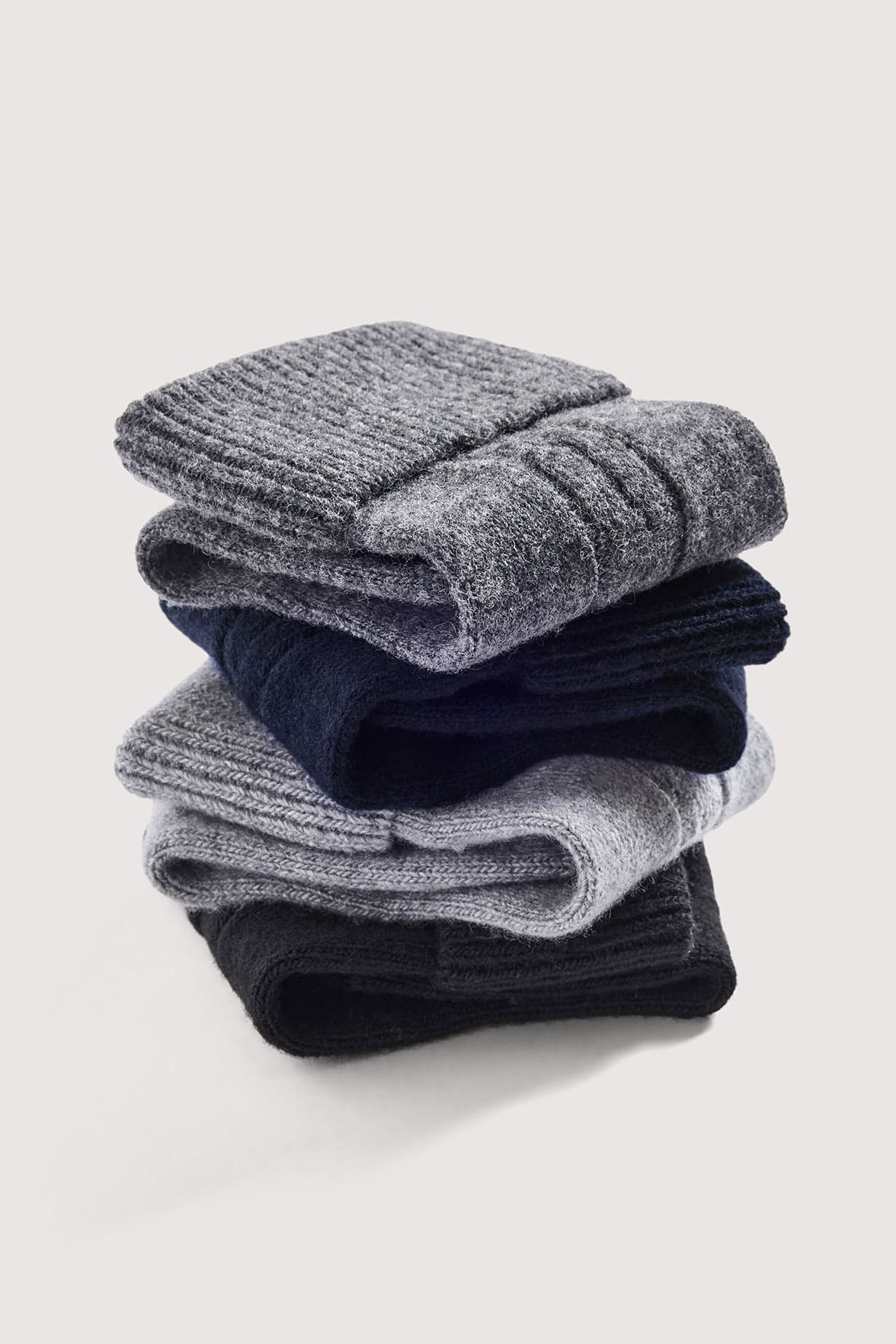 Chaussettes Torsadées avec Revers en Laine et Cachemire - Gris - Image 7