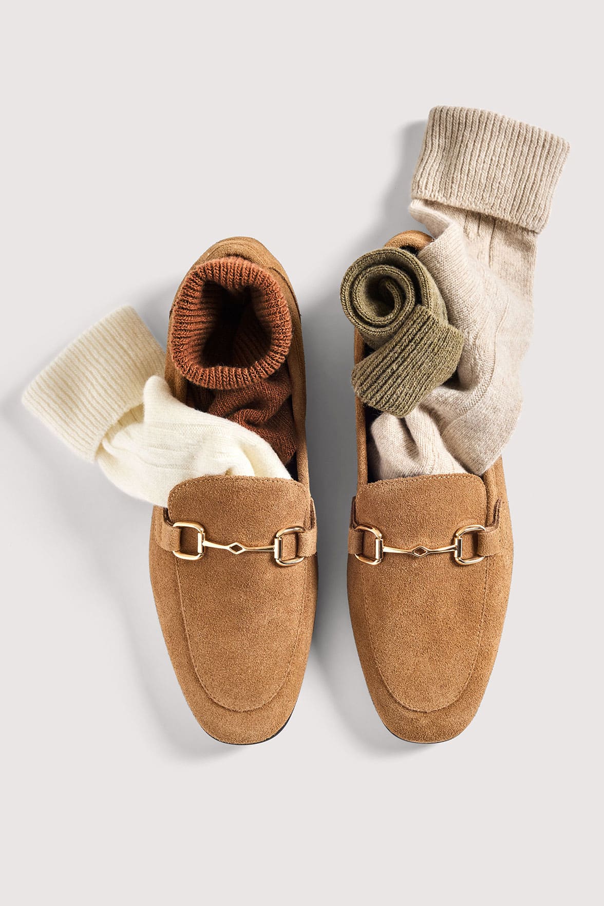 Chaussettes Torsadées avec Revers en Laine et Cachemire - Meringue - Image 4