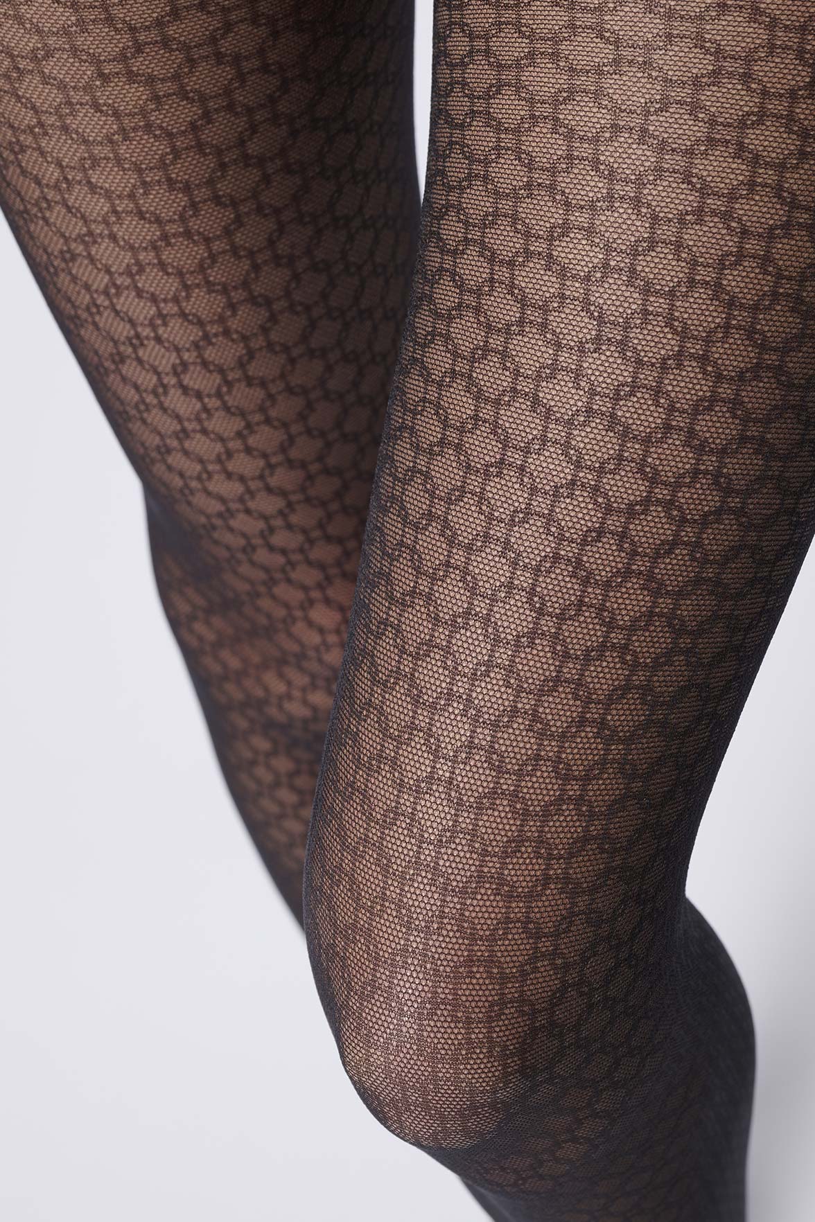 Collant Semi-Opaque Fantaisie Géométrique avec Protège-Pied Intégré 45D - Noir - Image 4