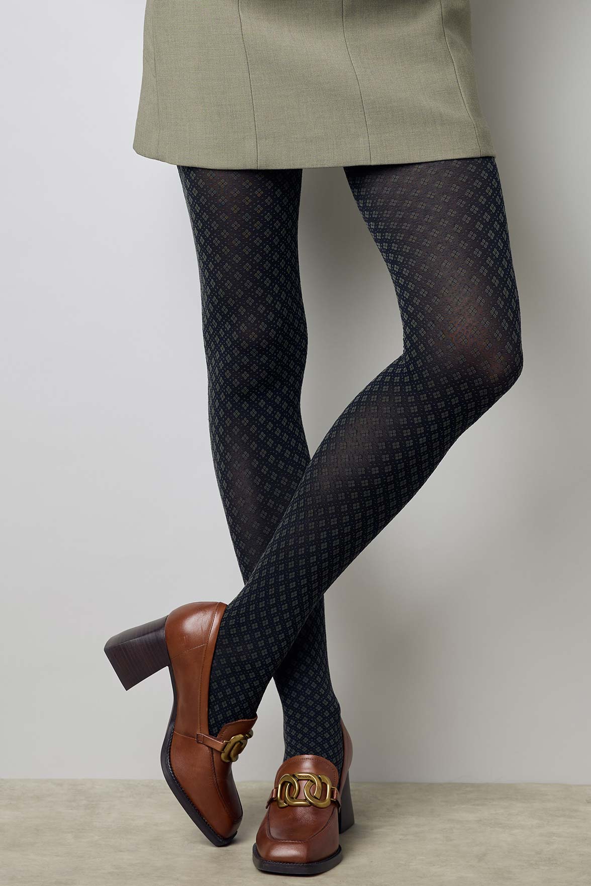 Collant Motif Géométrique 55D Fashion Honorine - Noir / Kaki - Image 3