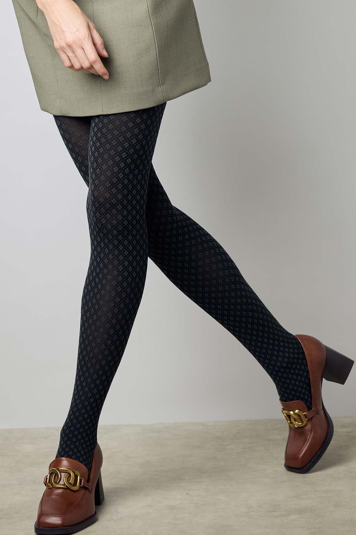 Collant Motif Géométrique 55D Fashion Honorine - Noir / Kaki - Image 4