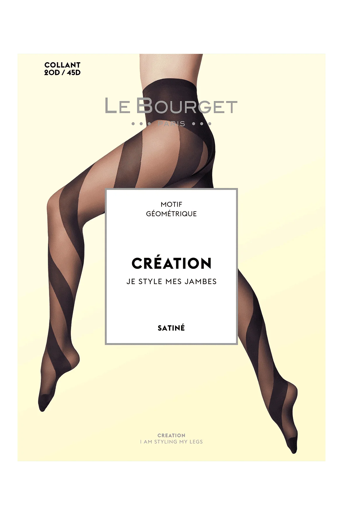 Collant Opaque Motif Géométrique Art Déco 20D/45D Création - Noir - Image 3