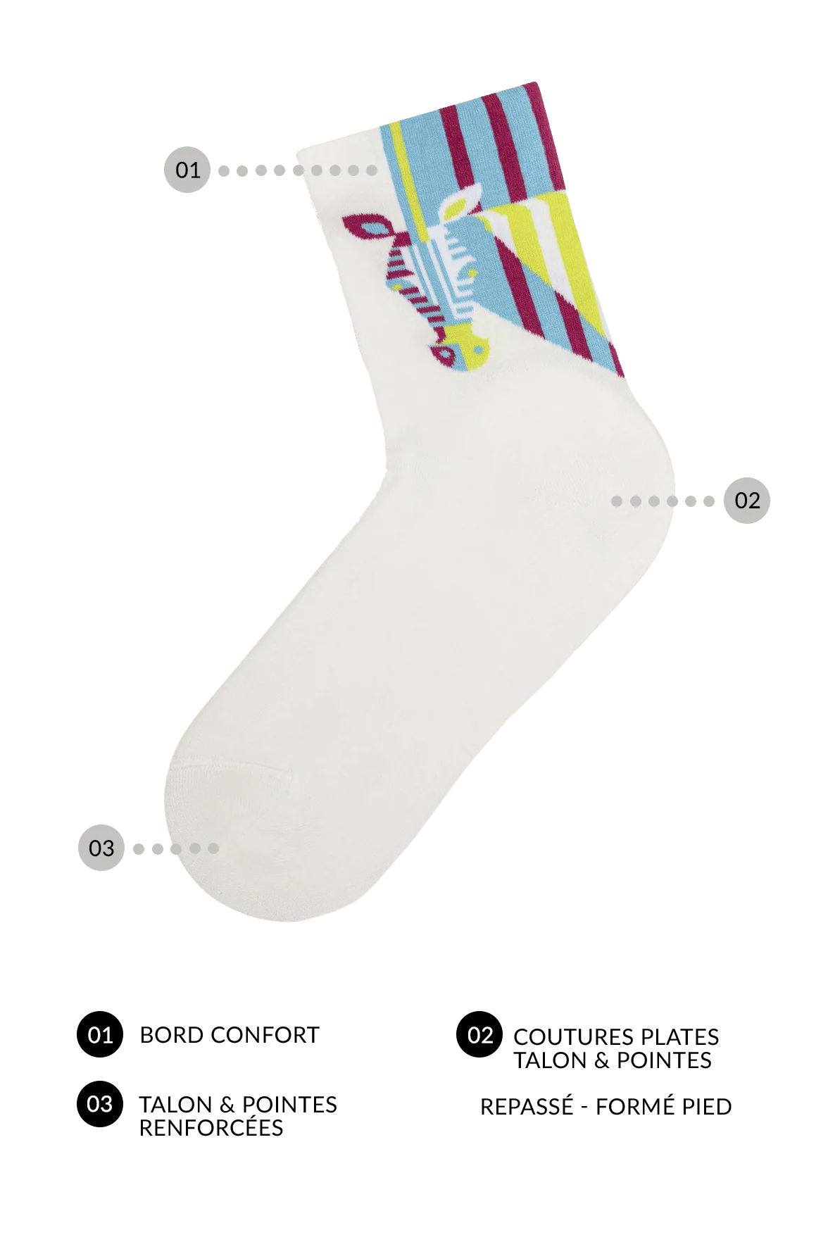 Socquettes Fantaisies Zèbre - Naturel - Image 3