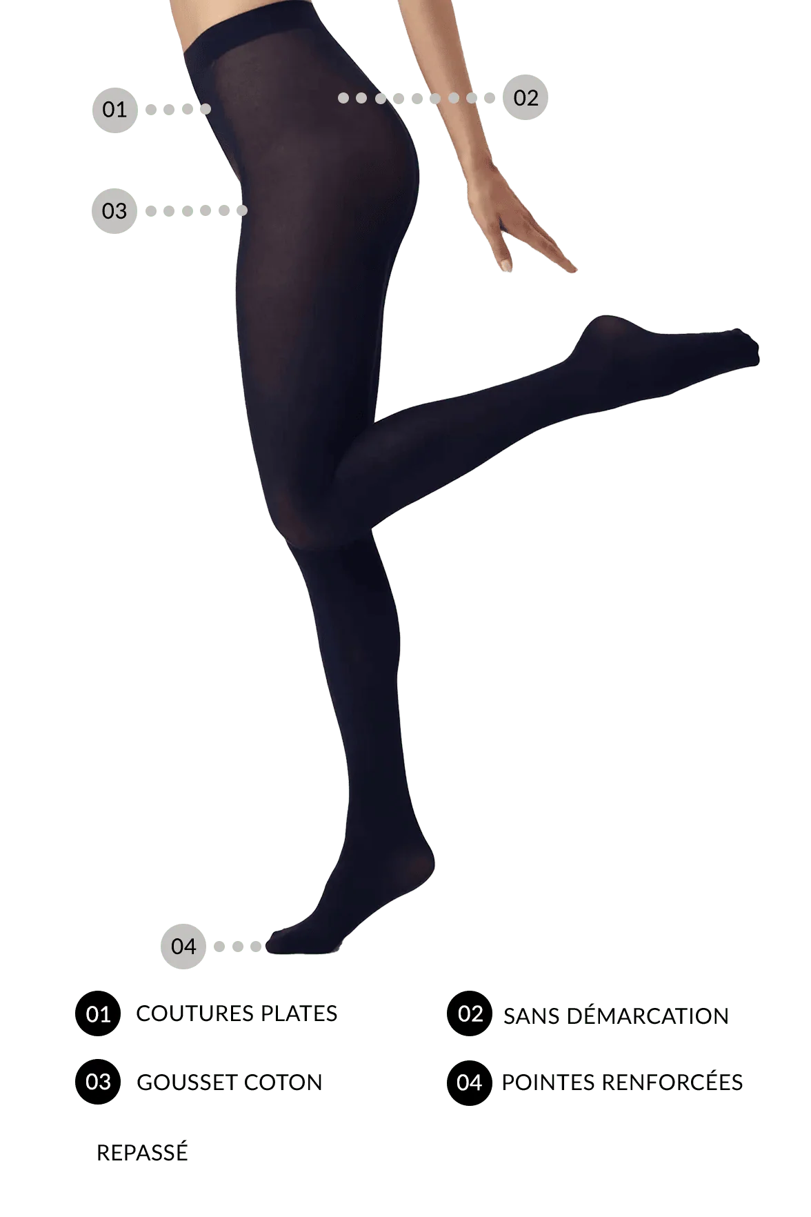 Collant Opaque Micro Modal-Cachemire Fashion Matière Fébronie - Noir - Image 3