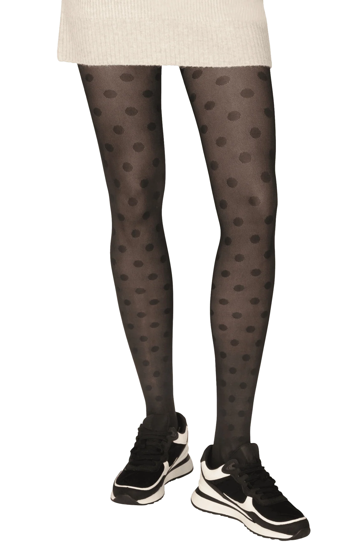 Collant Fantaisie Plumetis avec Protège-Pied intégré 40D - Noir - Image 5