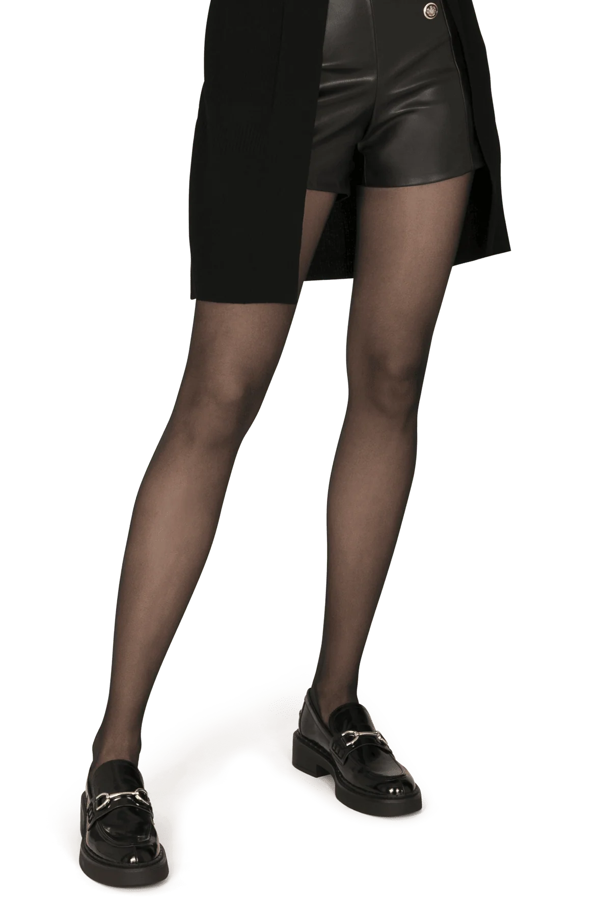 Collant Semi-Opaque Uni Avec Protège-Pied Intégré 30D - Noir - Image 4