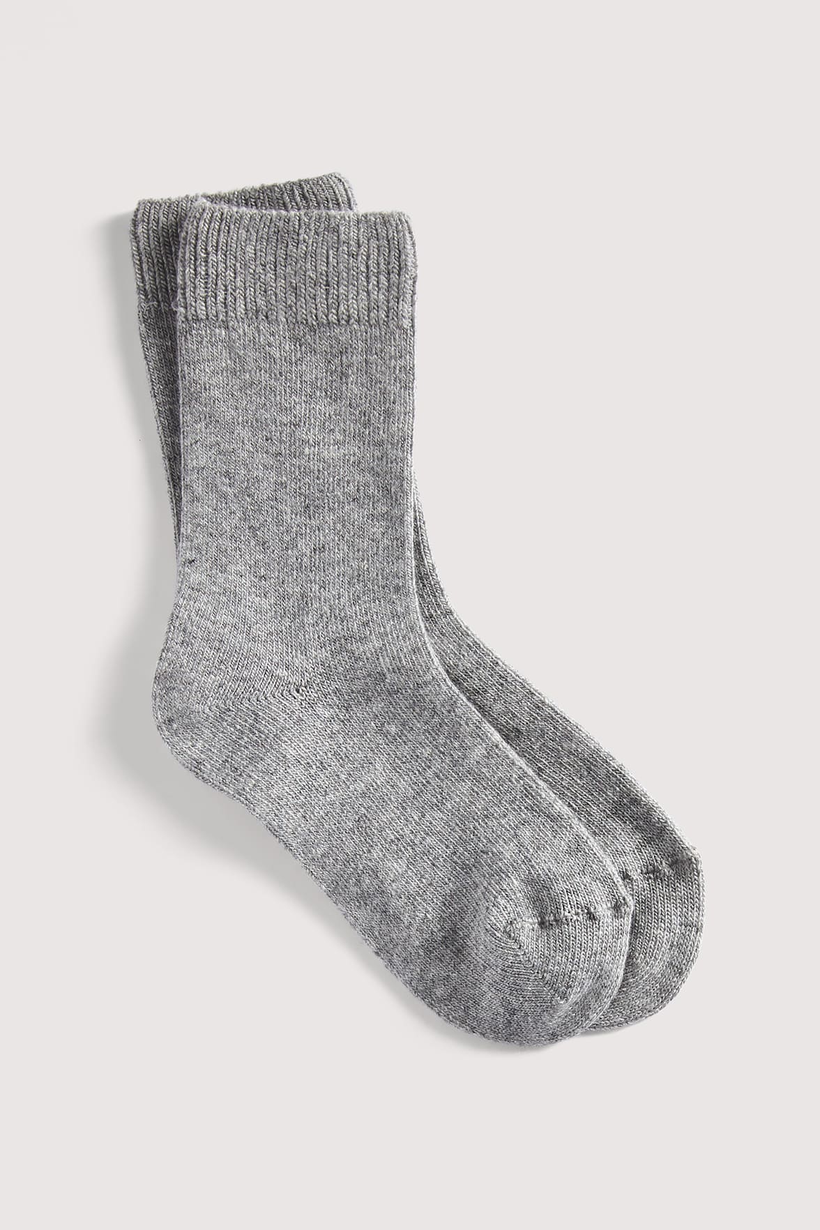Chaussettes Unies en Cachemire et Soie - Gris Chiné - Image 3