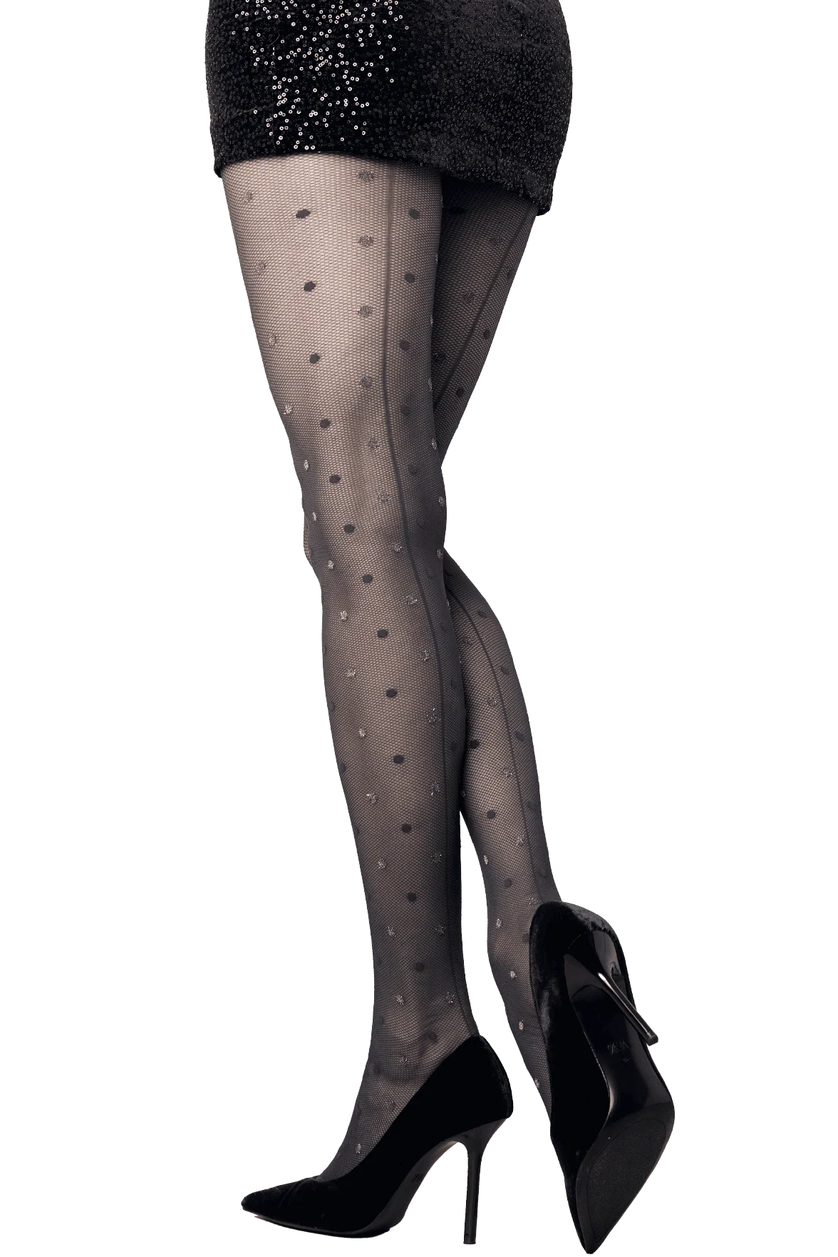 Collant Résille Fantaisie Plumetis Lurex avec Couture Arrière 25D Modacolors Noir - Image 3