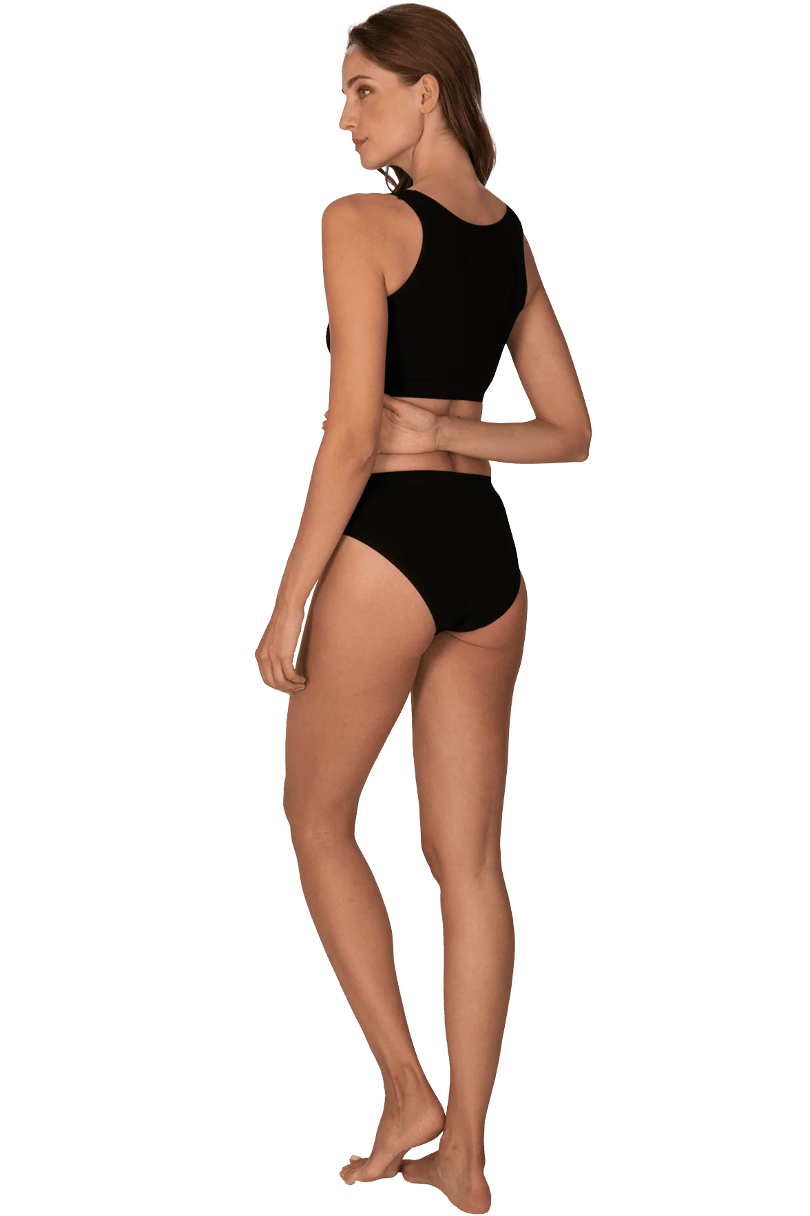 Brassière Bretelles Larges Mailles Côtelées - Noir - Image 3